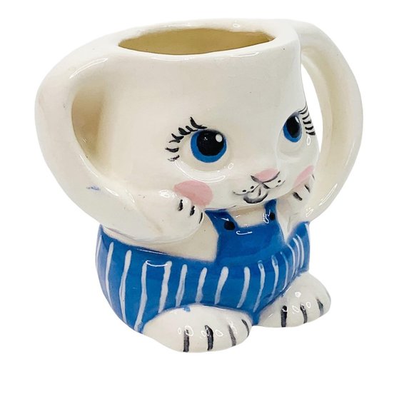 Vintage Easter Bunny Rabbit Child Planter Mug Cup Anthropomorphic Kitsch Spring - Picture 5 of 9